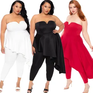 5XL irregular plus size 2 piece sets plus size dress tube dress with plus size pants