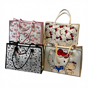 Borsa da Viaggio Weekender Grande Capacità con Motivo Personalizzato Stampa Rosa KT Cat Hello Borsa Scuola Borsa a Mano per Bambini Borse Tote in Tela - Product Image 1