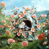 Décoration de jardin pour maisons de campagne, statue de fleur plate 2D en acrylique, sculptures de fées, ornement d'intérieur