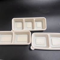 Boîte à lunch en amidon de maïs premium 500 ml, compartiment unique, biodégradable, avec couvercle, emballage en clamshell, 2 compartiments