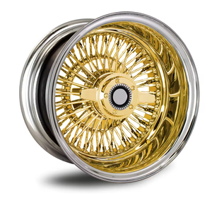 Nueva Llanta de Acero Cromada de 13-<span class=keywords><strong>14</strong></span> Pulgadas con Borde Dorado y 72 Radios, Diseño Cóncavo Profundo Invertido, Llanta Giratoria - Product Image 1