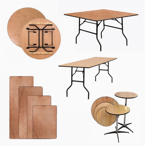 Tavolo da Pranzo Rettangolare Pieghevole Moderno con Gambe in Metallo <span class=keywords><strong>e</strong></span> Piano in Legno Massello Resistente per Hotel ed Eventi Nuziali - Nessun Montaggio Richiesto - Product Image 6