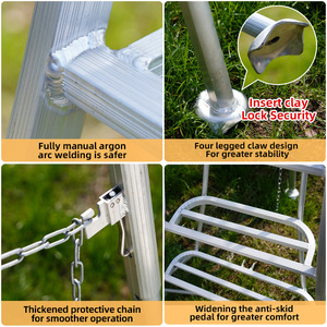 <span class=keywords><strong>Escalera</strong></span> Plegable Portátil de Aluminio de Alta Resistencia, Moderna, con Capacidad de 300 kg, para Exteriores, Jardín, 1.1 Metros de Altura - Product Image 3