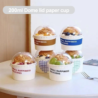 Bol à salade en papier kraft blanc biodégradable et compostable avec couvercle en PET, idéal pour la crème glacée, les gâteaux, les nouilles, les biscuits, petit bol à paroi simple