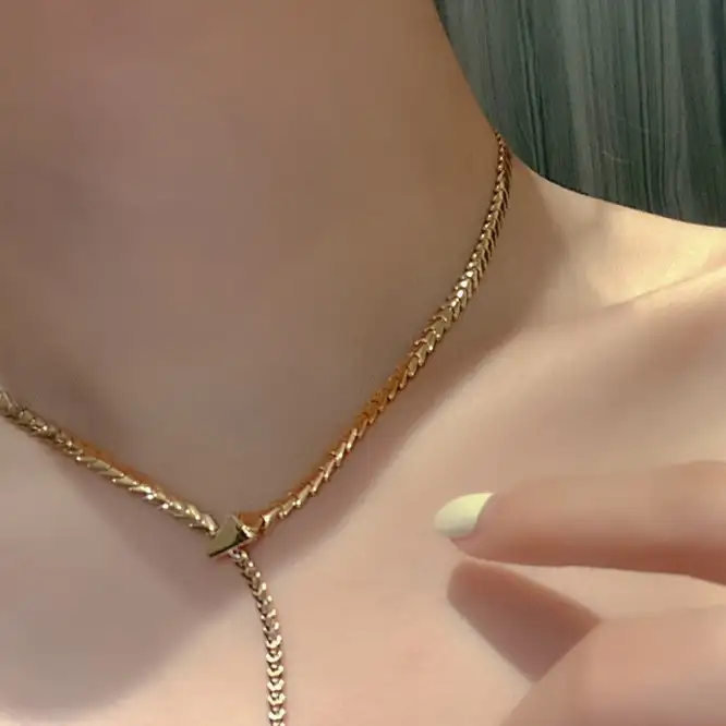 Moda collana in oro massiccio 18 carati con catena a serpente catena in clavicola con gioielli in oro reale