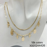 Collier à breloques en forme de croix superposée plaqué or XUPING, imitation perle, chaîne à maillons, style religieux, unisexe pour homme/femme