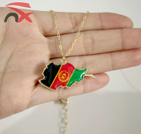 Chaîne de cadeau de mode personnalisée en acier inoxydable plaqué émaillé drapeau afghan carte chaîne pendentif collier
