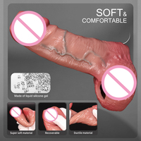 Manchon d'agrandissement du pénis en silicone réaliste couleur chair, imperméable, souple, grande taille, pour hommes - Préservatif réutilisable