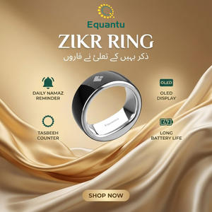 Bague de prière islamique numérique Equantu QB708, compteur QB708, contrôle par application de la direction de la Qibla, étanche IP67, en acier inoxydable, bague Zikr - Product Image 1