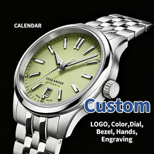 Montre automatique Miyota 9015, cadran vert sauge, date à 6 heures, bracelet en acier inoxydable, logo personnalisé, fabricants de montres OEM ODM - Product Image 1