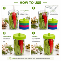 Kit de bocaux de fermentation en verre à large ouverture Yongli avec couvercles de fermentation en plastique et poignée pour choucroute, kimchi, cornichons