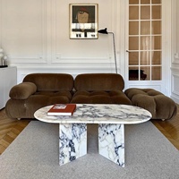 Table basse italienne de luxe en marbre blanc Calacatta Viola Base basse/plinthes/piédestal Ensemble de maison moderne pour meubles de salon