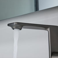 Robinet de lavabo en laiton durable, anti-décoloration, avec logo personnalisable, design élégant, mitigeur à poignée unique
