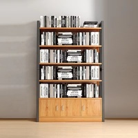 Étagère de présentation multi-niveaux personnalisable en bois avec bibliothèque