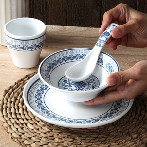 Xiangyuan <b>melamine</b> tableware set, small bowls, Chinese style hotel restaurant blue and white porcelain bowl, <b>plate</b> and dish - Product Image 1