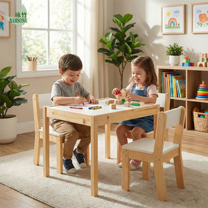 Kids Ergonomic Study <strong>Desk</strong> Chair Set Foldable Wooden Height Adjustable Eco-Friendly Play Table for Home School Kindergarten - Product Image 4
