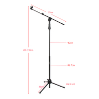 Support de microphone pliable HEBIKUO M-786 - Noir avec boîte intérieure colorée - Directement de l'usine