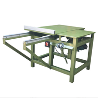 Scie circulaire solide horizontale pour le travail du bois de meubles avec table de poussée de guidage et fonction de coupe d'angle à 45 degrés