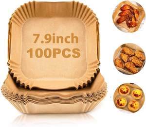 Papiers de cuisson professionnels jetables sans BPA pour friteuse à air, carrés 8 pouces, 50, 100 ou 125 pièces - Product Image 1