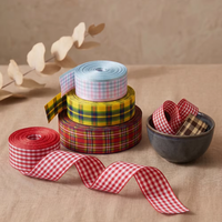 Ruban cadeau en gros-grain à carreaux écossais, directement de l'usine, pour la décoration de chaussures, l'emballage cadeau, le bricolage et les travaux manuels
