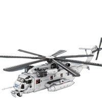 Reobrix 33037 helikopter transportasi CH-53E, mainan DIY blok bangunan untuk anak-anak konstruksi Rakitan