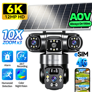 กล้องวงจรปิด Three Lens V380pro 12MP 4G พลังงานแสงอาทิตย์ 9MP กล้อง PTZ ไร้สาย ระบบเน็ตเวิร์ค WIFI HD รองรับซิมการ์ด สำหรับภายนอกอาคาร - Product Image 4