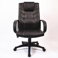 Fauteuil de direction confortable de luxe pour ordinateur PC Fauteuil de visiteur de bureau en cuir synthétique noir à dossier haut