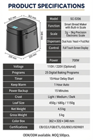 Mesin Pembuat Roti Pintar dengan Timbangan, Timer Tunda 15 Jam, Dispenser Otomatis Ganda, Layar Sentuh, 700W, 25 Program, untuk Rumah