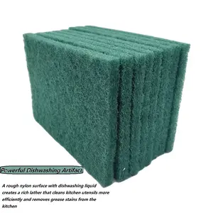 Esponja de fibra de nailon para el hogar, exfoliante Para manchas de grasa, fregado verde