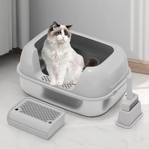 Edelstahl-Katzenklo & leicht zu reinigende Kunststoff-Schaufel, großes XL halbgeschlossenes <span class=keywords><strong>AER</strong></span> CNN Katzenklo, Kunststoff-Toilettenzubehör - Product Image 1