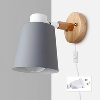 PHYVAL Nordic avec prise de fer E27 Macaroon 6 couleurs Applique murale de chevet Led EU/US Plug Appliques murales avec interrupteur
