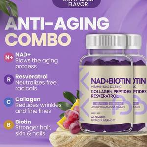 Gomitas de Biotina NAD+ de Marca Privada OEM, <span class=keywords><strong>Suplemento</strong></span> Antienvejecimiento con Resveratrol, Colágeno, Vitamina D3 <span class=keywords><strong>y</strong></span> K2 <span class=keywords><strong>para</strong></span> el <span class=keywords><strong>Cabello</strong></span>, la <span class=keywords><strong>Piel</strong></span> <span class=keywords><strong>y</strong></span> las <span class=keywords><strong>Uñas</strong></span> - Product Image 2
