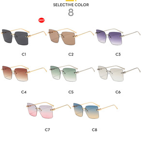 Gafas de <span class=keywords><strong>Sol</strong></span> Cuadradas Extra Grandes con Marco de Aleación XA100, Gafas de <span class=keywords><strong>Sol</strong></span> de Diseño Retro sin Montura para Mujer, con Logotipo Personalizado, Protección UV400 - Product Image 6