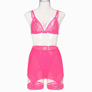 Hot Selling Women Comfortable Underwear Mesh Lingerie Set Triangle Cup Back Underwear Set Four Piece Outfit - Product Image 5