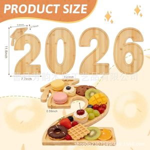 Solid Wood 2026 Digital <b>Tray</b> 11.8 Inch Serving Platter For Party Birthday <b>Snack</b> Fruit Display - Product Image 1