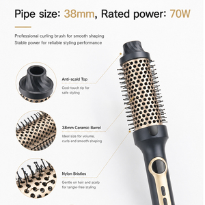 Brosse chauffante électrique professionnelle de 38 mm avec plusieurs réglages de température, arrêt automatique, 1,5 pouce, brosse à cheveux chauffante électrique - Product Image 3