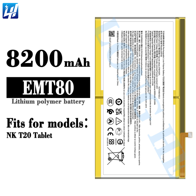3.85V 8200mAh High-Capacity Lithium-ion Replacement Battery EMT80 for Nokia T20 Tablet