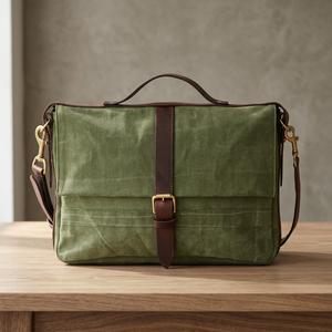 Modern Luxury <b>Fancy</b> Laptop Bag Exclusive Canvas Fabric Oil Waxed Leather Work Portable Made Exclusively for Laptop Carrying - Product Image 2
