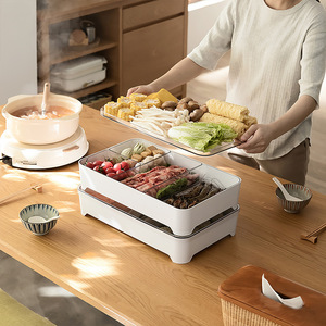 Yimijia Kitchen Food Prep Tray Square Stackable Compartmentalized Draining Box For Hot Pot Meal Preparation - Product Image 1