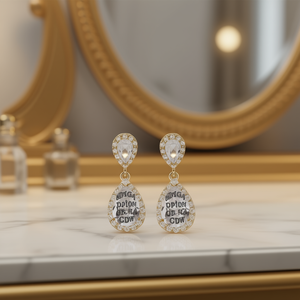 Pendientes de Lágrima de Cristal Rojo E3745, Chapados en Oro, Joyería de Fiesta para Mujer, Engaste de Bisel con Relleno de Oro de 18K - Product Image 2