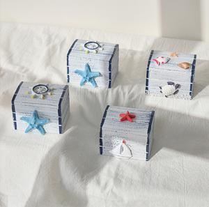 Ocean Breeze Under The Sea Petite boîte en bois Ornements décoratifs Style méditerranéen Boîte en bois de plage Décoration créative - Product Image 3