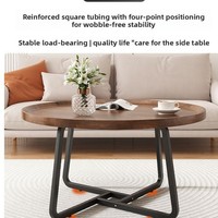 Table basse ronde couleur noyer, style minimaliste italien, luxe léger, ensemble de tables d'appoint haut de gamme pour salon, chambre et bureau