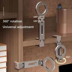 360 Degree <b>Rotating</b> Aluminum Alloy Airplane Luggage Portable Phone Clamp Stand Foldable Travel Mobile Phone Holder - Product Image 4