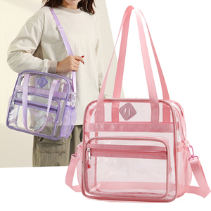 Clear Tote <b>Bag</b> With Zipper Adjustable Crossbody Strap For Concert Travel School Use - Product Image 1