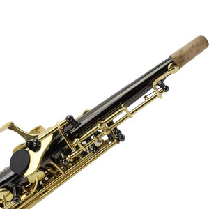 Saxophone soprano en si bémol à corps en laiton nickelé noir, clés dorées, tête en bakélite, installation facile et résistant à la rouille - Product Image 3