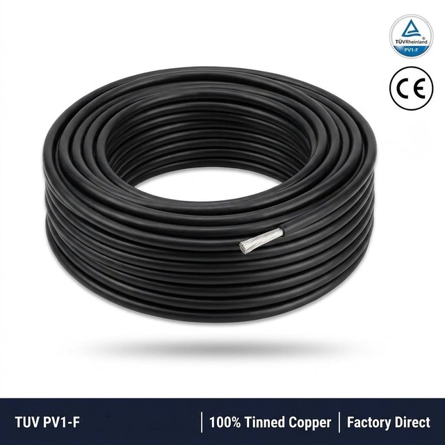 PV1-F Overhead Solar Cable 1.5-14AWG Tinned Stranded Copper PVC Insulation UV/Weatherproof Fire Resistant DC 1.5KV CE for OEM