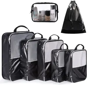 Nefes görünür sıkıştırma ambalaj küpleri çanta seti bavul bagaj organizatör özel su geçirmez ambalaj küpleri seyahat için