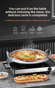 Sartén de paella de acero inoxidable martillado antiadherente Sukiyaki, olla caliente seca, sartén española, olla para mariscos con asas dobles - Product Image 4