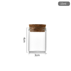 Botella de Vidrio Borosilicato Transparente de 30 mm de Diámetro, con Laterales Rectos, Fondo Plano, con Tapón de Corcho de Madera - Product Image 6