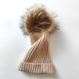 Bonnet en tricot côtelé en coton 100% doux pour l'hiver, personnalisé en usine, avec pompon, pour bébés, bonnet chaud pour nouveau-nés, couvre-chef au <span class=keywords><strong>crochet</strong></span> - Product Image 3
